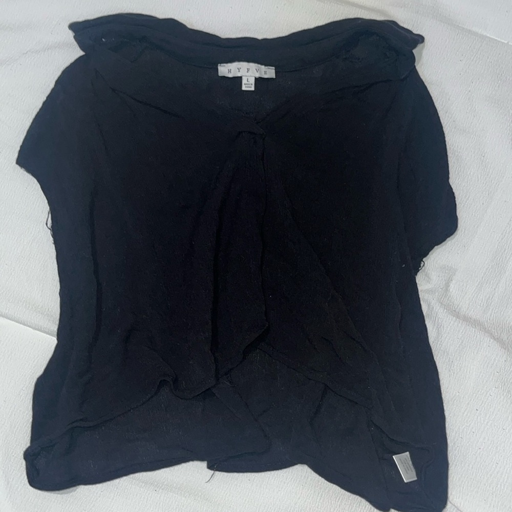 Black sheer collard crop top
